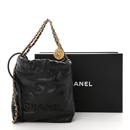Chanel Shiny Caviar Quilted Monochrome Mini Chanel 22 Black 11 of 11