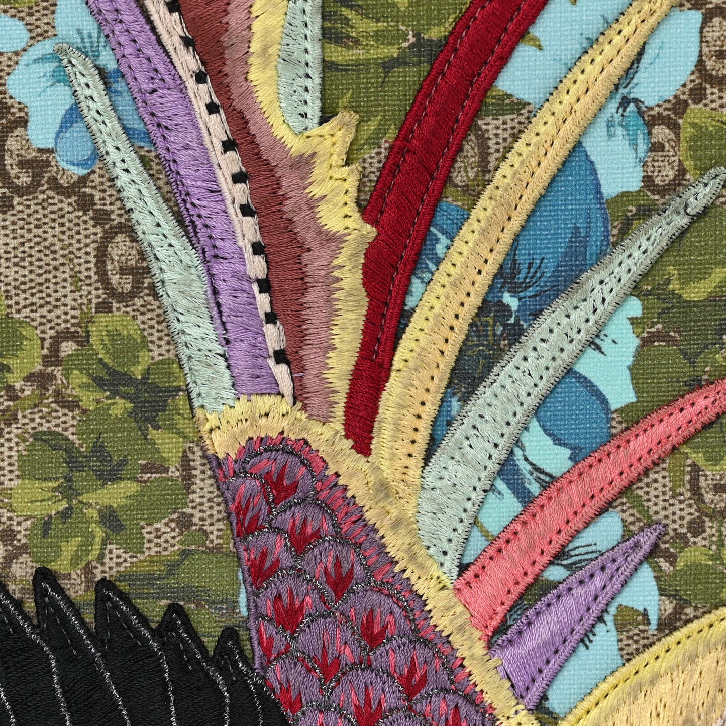 GG Supreme Monogram Blooms Bird Embroidered Dome Backpack