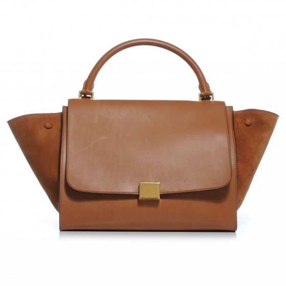Calfskin and Suede Small Trapeze Tan