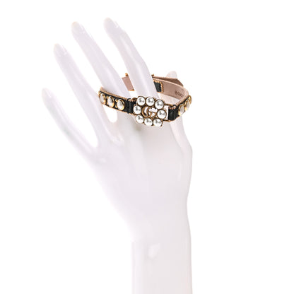 Gucci Metal Calfskin Pearl Double G Bracelet Black 2 of 5