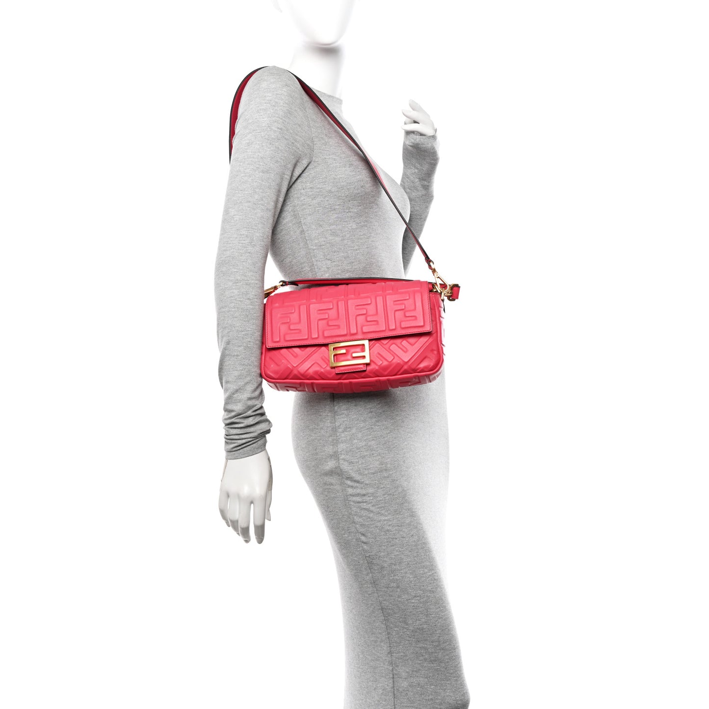 Nappa FF 1974 Embossed Baguette Lampone