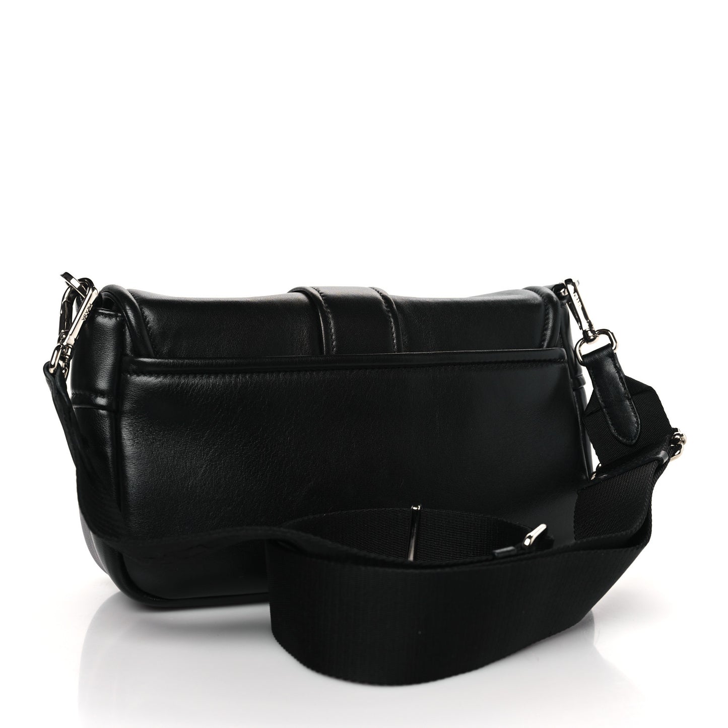 Nappa Double Pocket Buckle Shoulder Bag Black