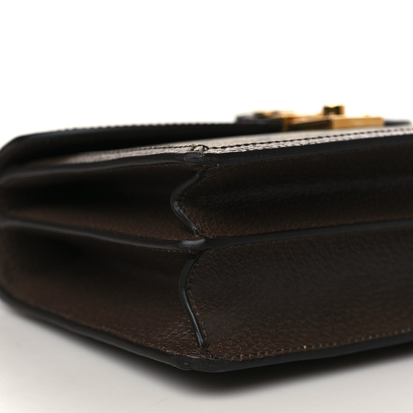 GG Supreme Monogram Textured Dollar Calfskin Web Small Ophidia Padlock Top Handle Bag Beige Ebony New Acero