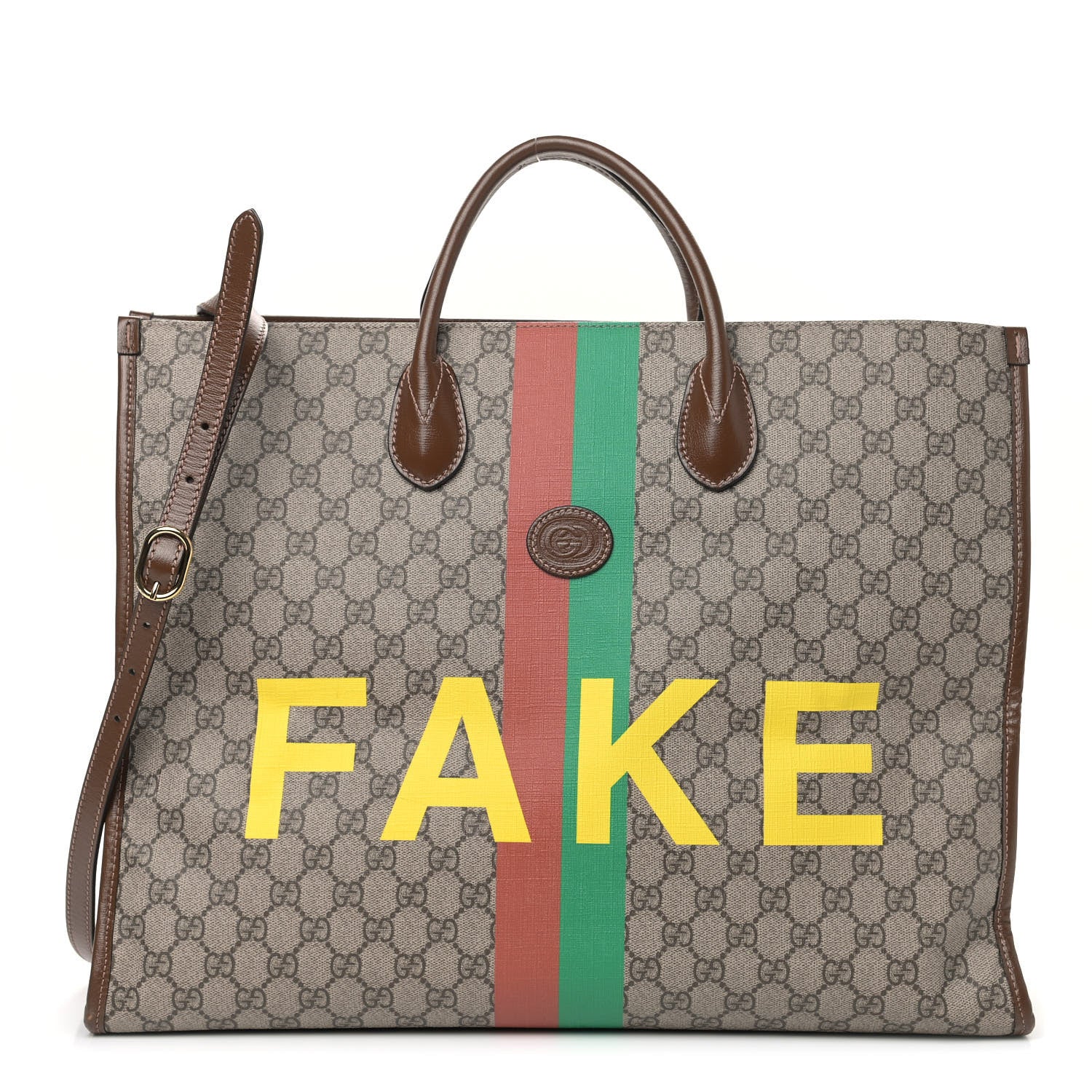 Gucci GG Supreme Monogram Fake/Not Large Retro Interlocking G Tote Bag Beige Brown Sugar 1 of 13