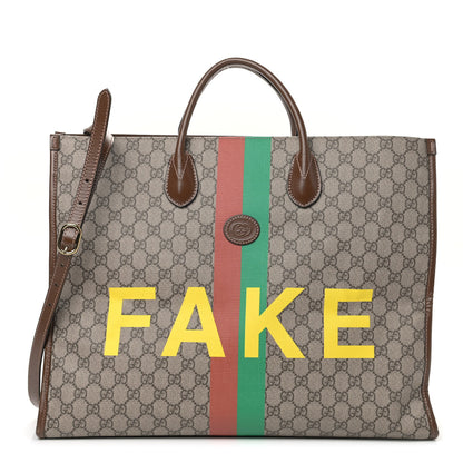 Gucci GG Supreme Monogram Fake/Not Large Retro Interlocking G Tote Bag Beige Brown Sugar 1 of 13