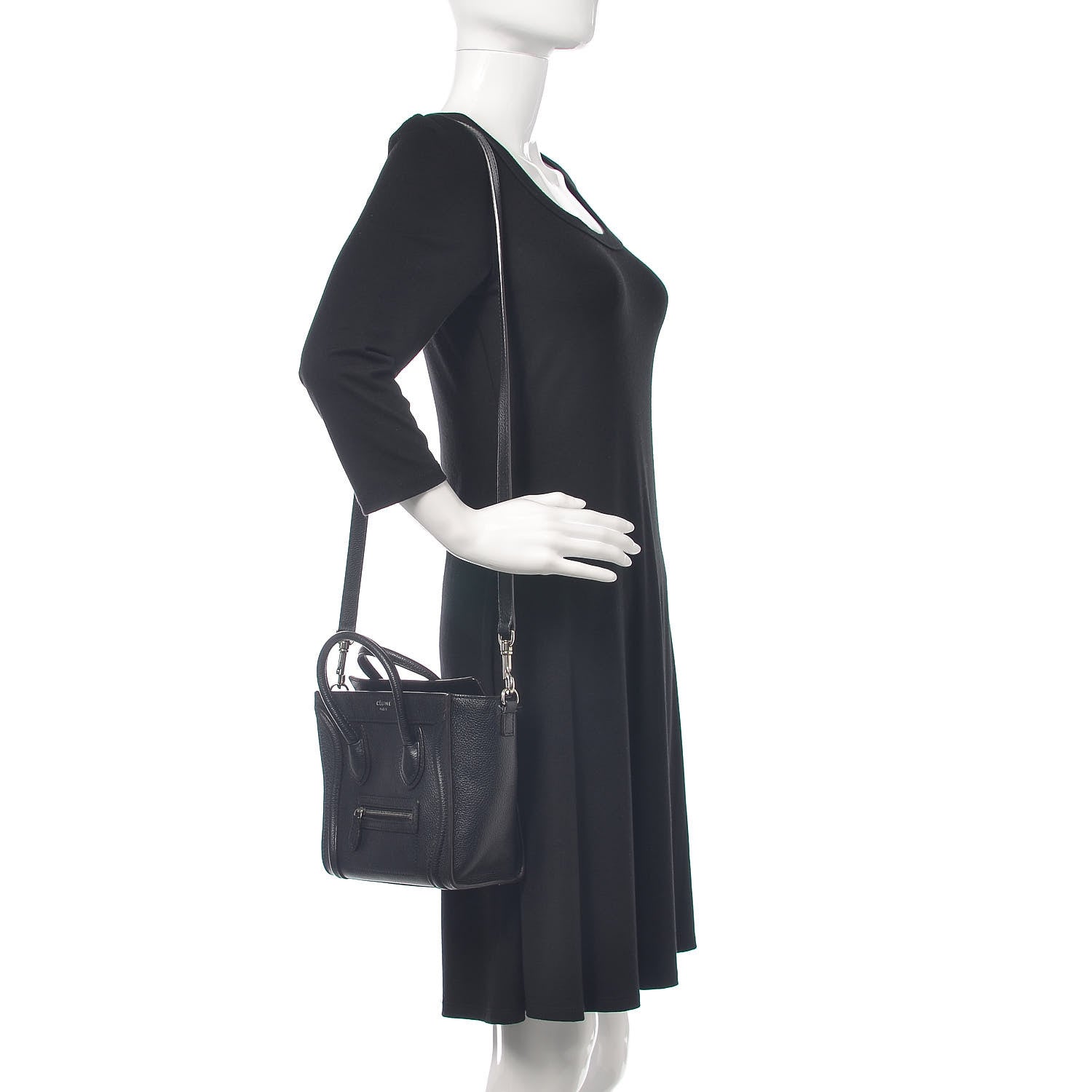 Celine Drummed Calfskin Nano Luggage Black 2 of 12