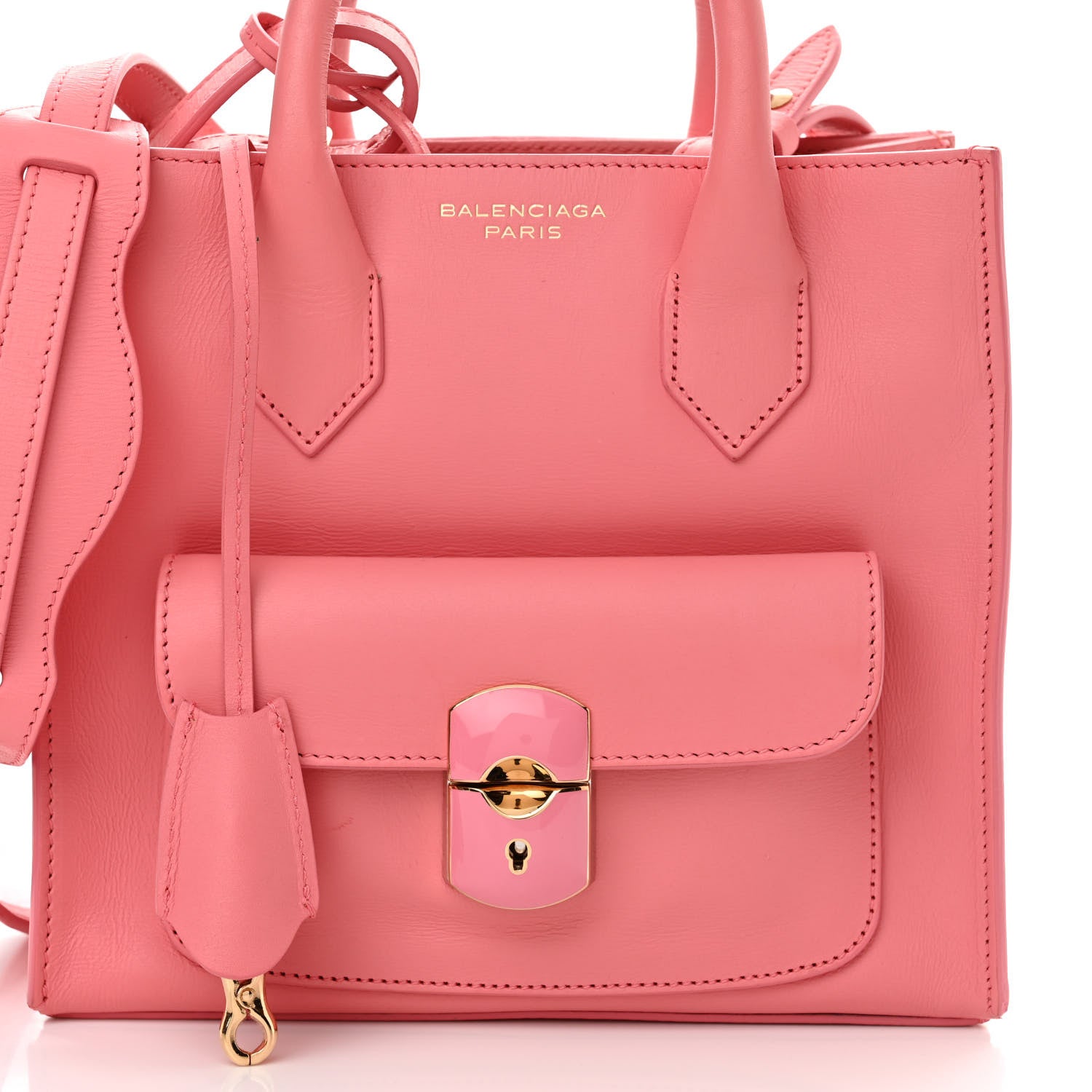 Balenciaga Calfskin Padlock Mini All Afternoon Tote Rose Fluo 8 of 14