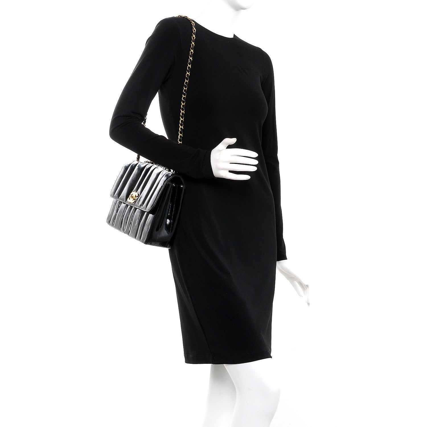 Chanel Patent Vertical Quilted Medium Single Flap Black 2 of 13