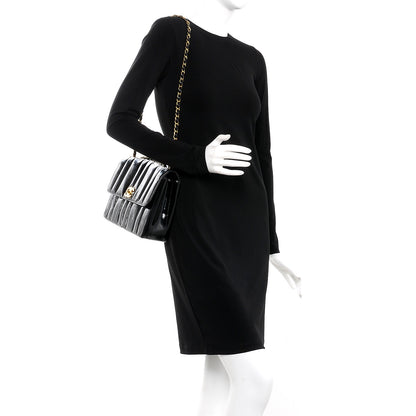 Chanel Patent Vertical Quilted Medium Single Flap Black 2 of 13