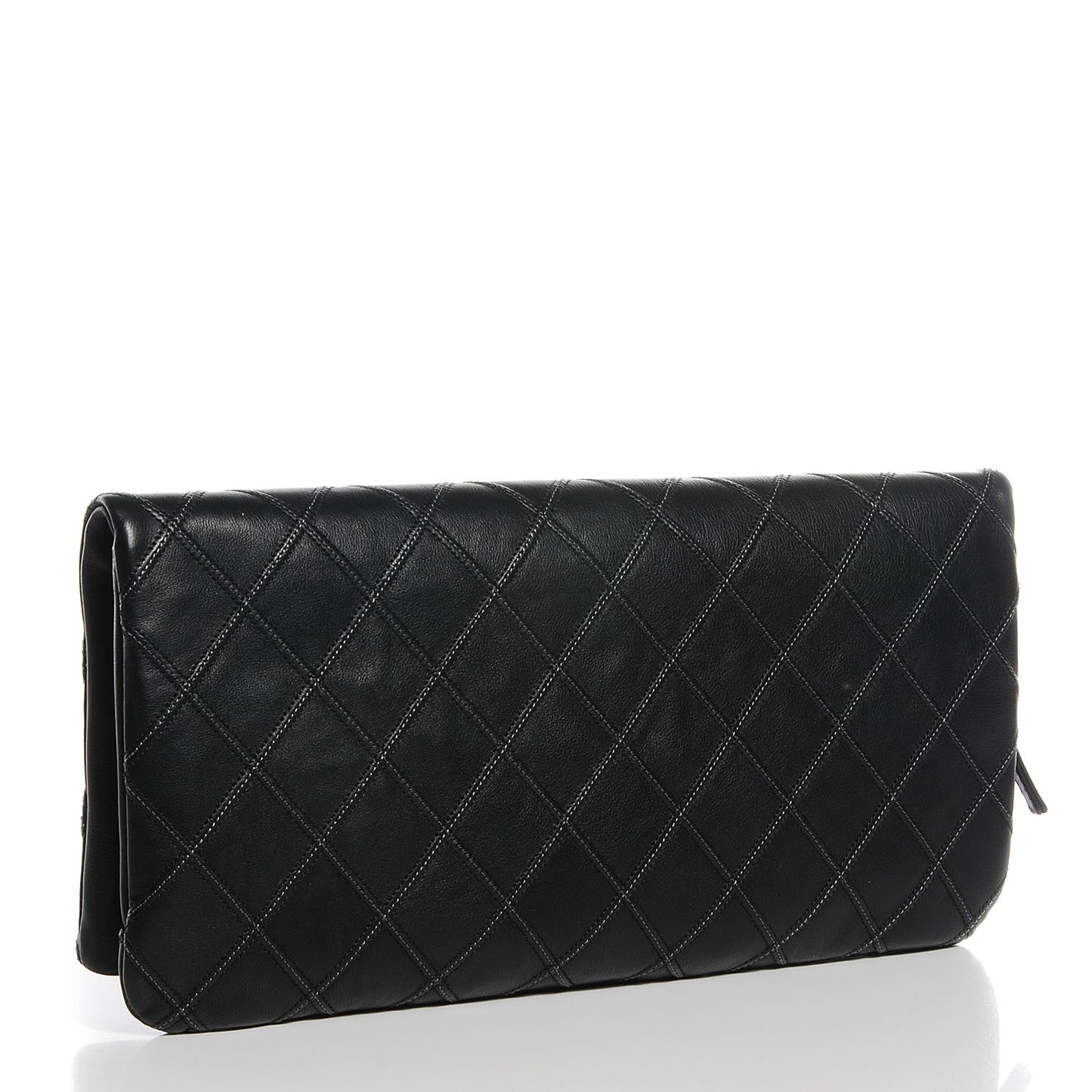 Calfskin Stitched Thin City Clutch Black