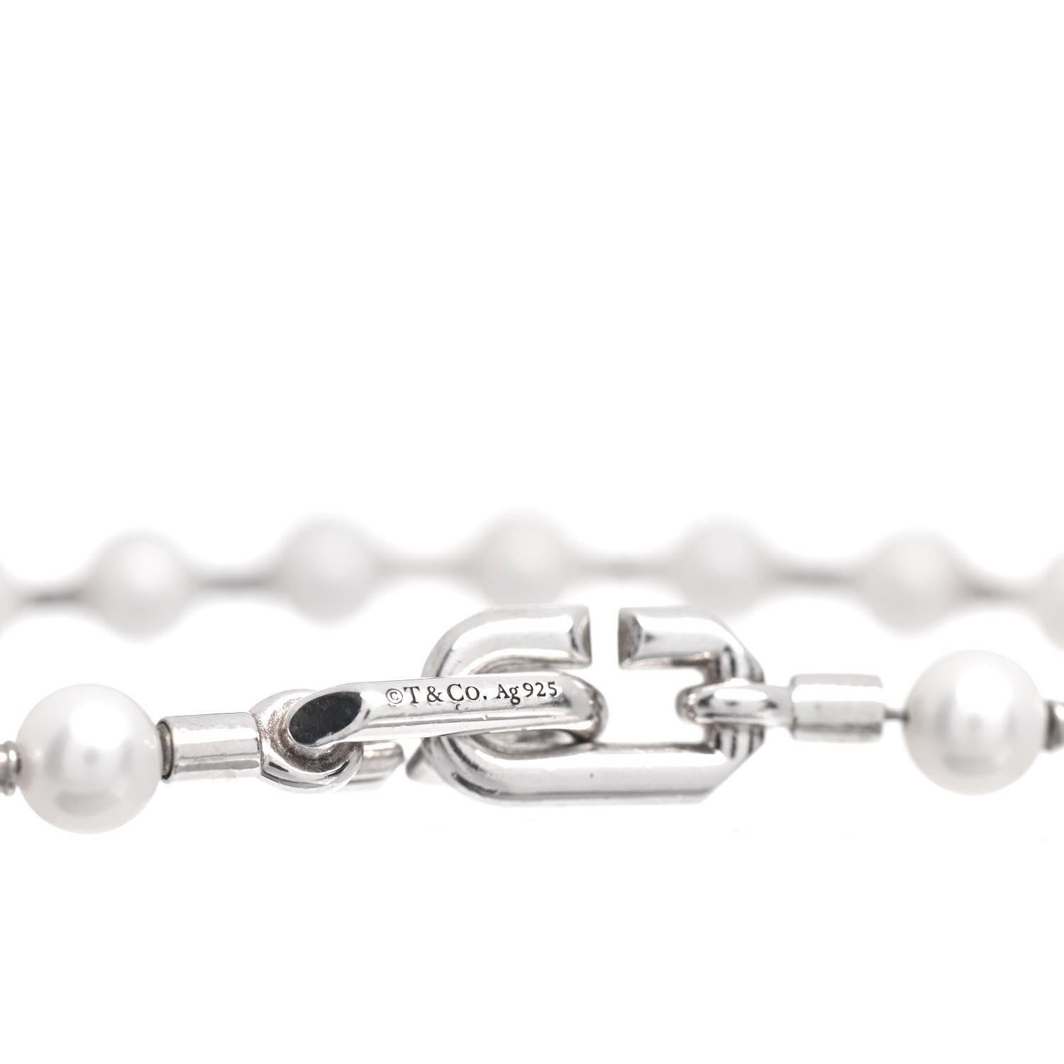 Tiffany Sterling Silver Pearl 7-8mm HardWear Bracelet 4 of 4