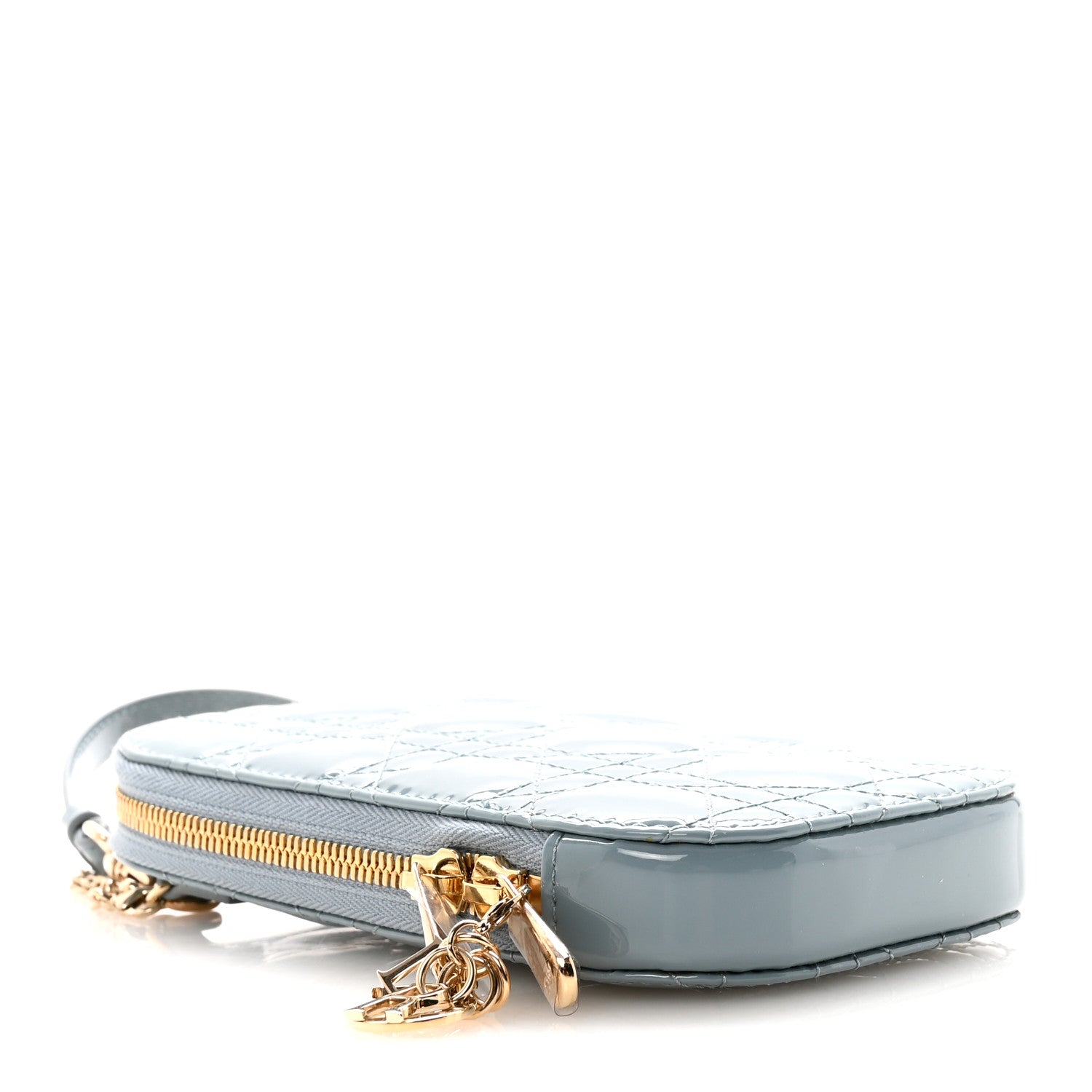 Christian Dior / Lady Dior フォンホルダー ブルー Christian Dior Patent Cannage Lady Dior Phone Holder Bracing Blue