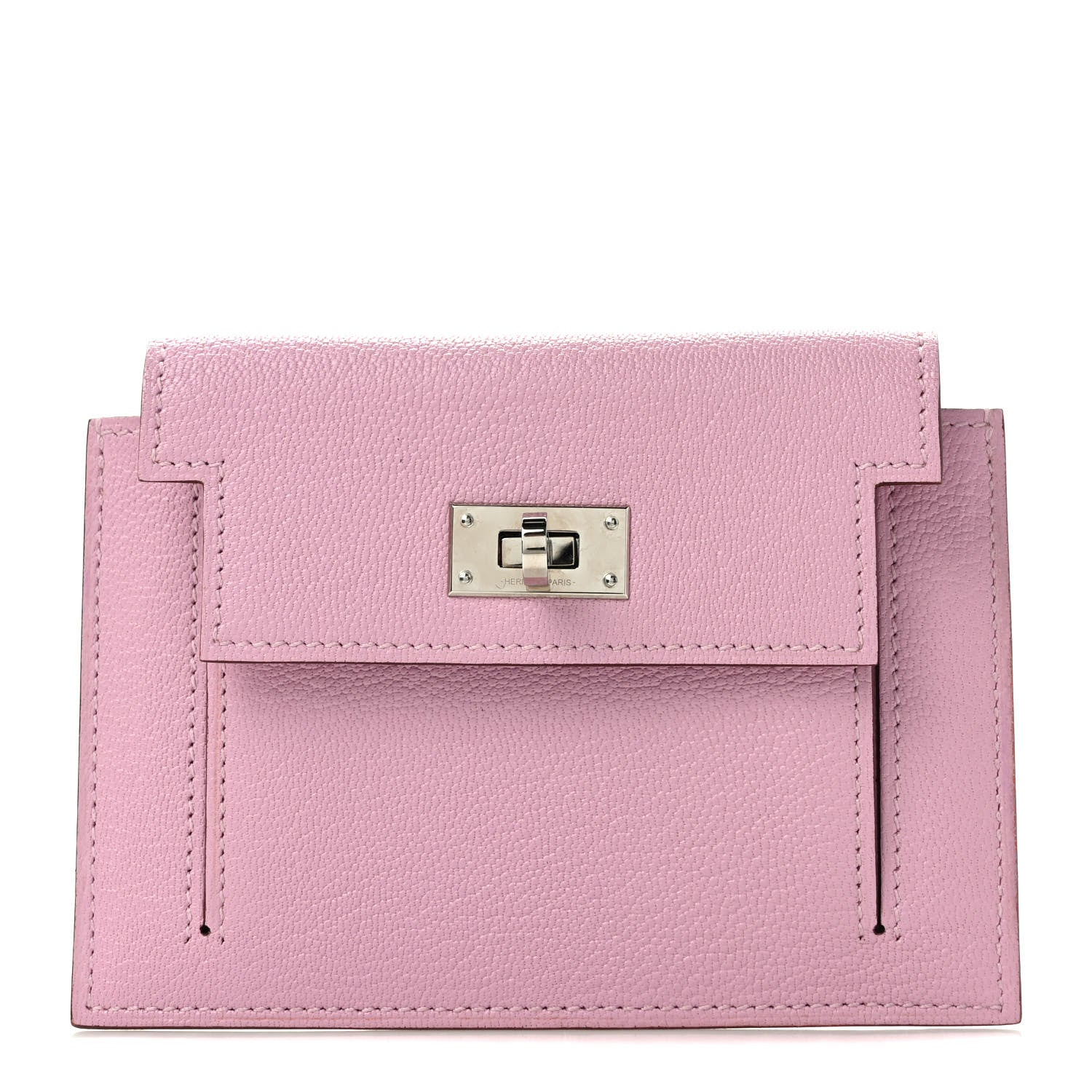Hermes Chevre Mysore Kelly Pocket Compact Wallet Mauve Sylvestre 1 of 6