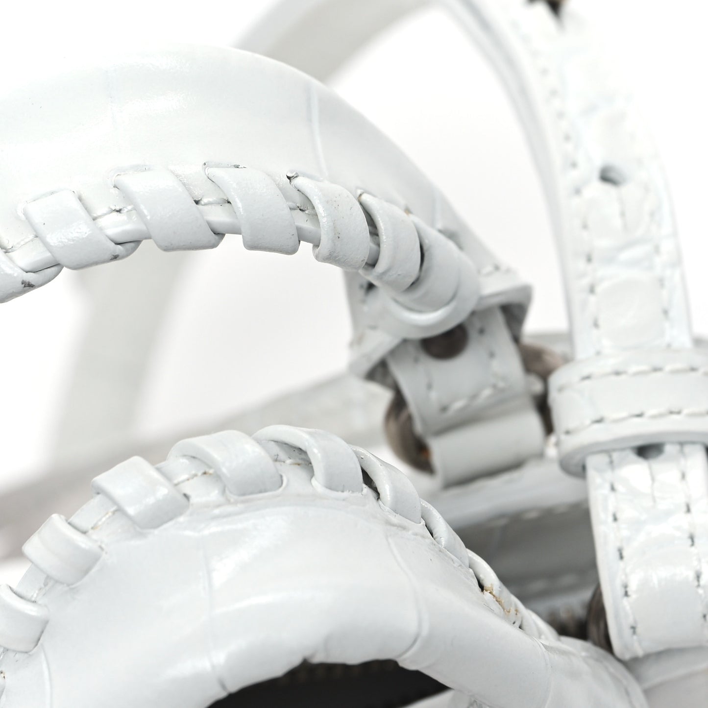 Extra Supple Calfskin Crocodile Embossed Neo Classic Silver Hardware Super Nano City Crossbody White