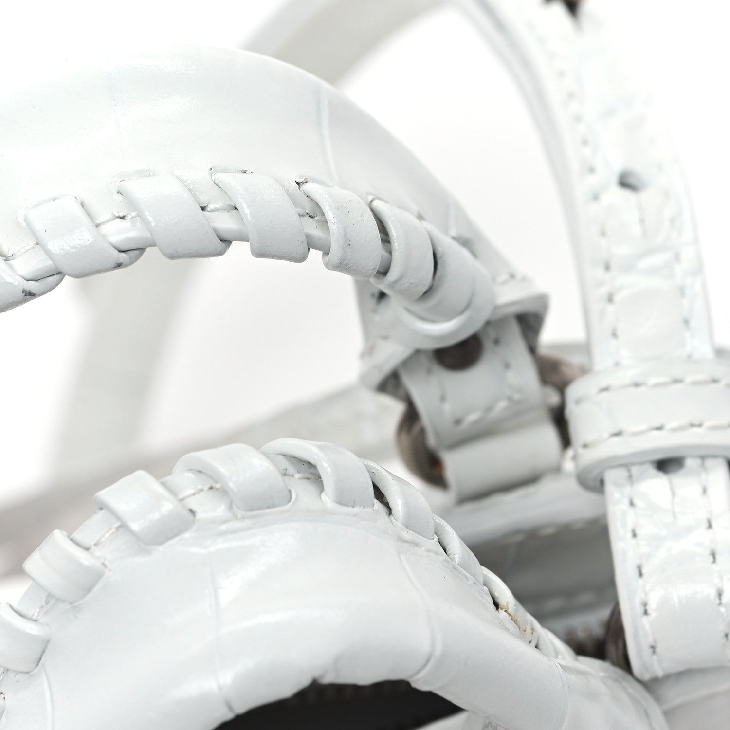 Balenciaga Extra Supple Calfskin Crocodile Embossed Neo Classic Silver Hardware Super Nano City Crossbody White 11 of 14