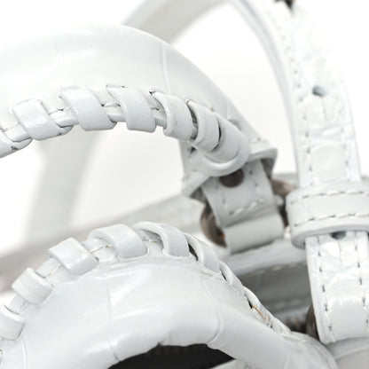 Balenciaga Extra Supple Calfskin Crocodile Embossed Neo Classic Silver Hardware Super Nano City Crossbody White 11 of 14