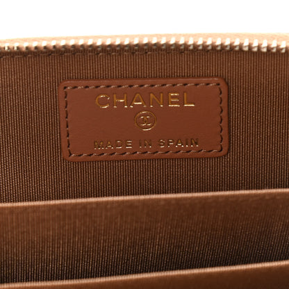 Chanel Shiny Goatskin Quilted 19 Zip Around Coin Purse Wallet Brown 7 of 8