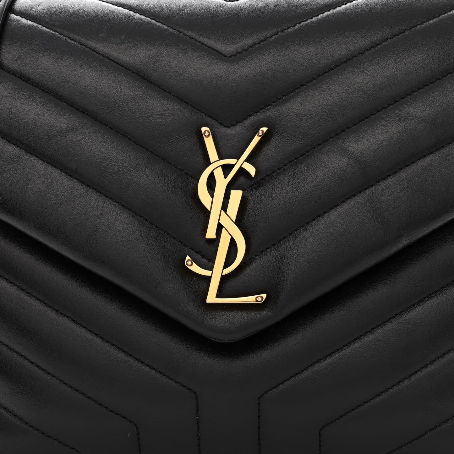 Calfskin Y Quilted Monogram Medium Loulou Chain Satchel Black