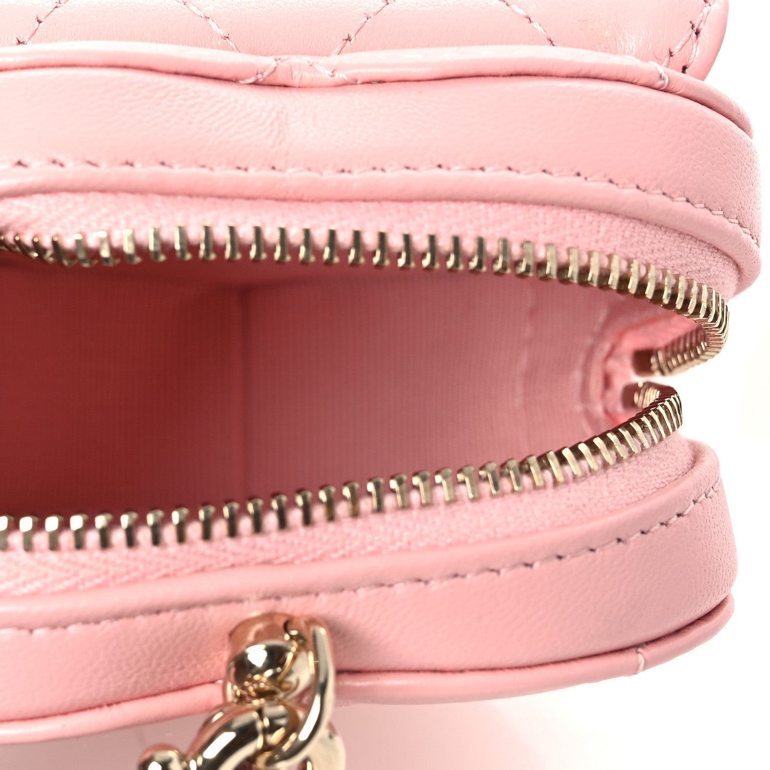 Chanel Lambskin Quilted CC In Love Heart Coin Bag Charm Light Pink