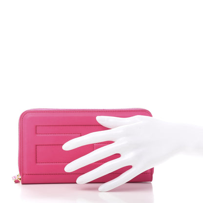 Fendi Vitello Flamingo Tube Zip Around Long Wallet Fuchsia 2 of 11