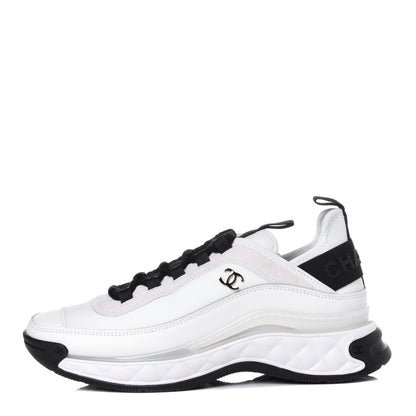 Chanel Velvet Calfskin Mixed Fibers CC Sneakers 38 Ivory Black 1 of 12