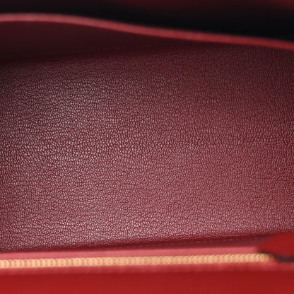 Hermes Madame Calfskin Shiny Alligator Kelly Sellier Touch 25 Rouge H 5 of 12