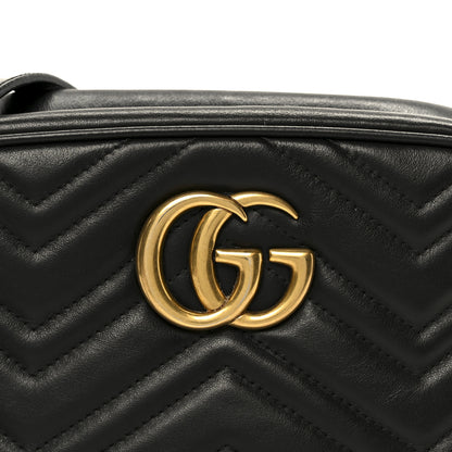 Gucci Calfskin Matelasse Small GG Marmont Chain Shoulder Bag Black 9 of 11