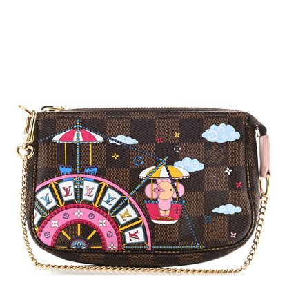 Louis Vuitton Damier Ebene 2020 Christmas Animation Big Wheel Mini Pochette Accessories Rose Ballerine 1 of 7