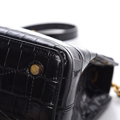 Mulberry Calfskin Crocodile Embossed Mini Seaton Black 19 of 20