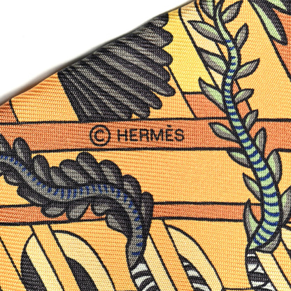 Hermes Silk Animapolis Twilly Ocre Bleu Vert 3 of 4