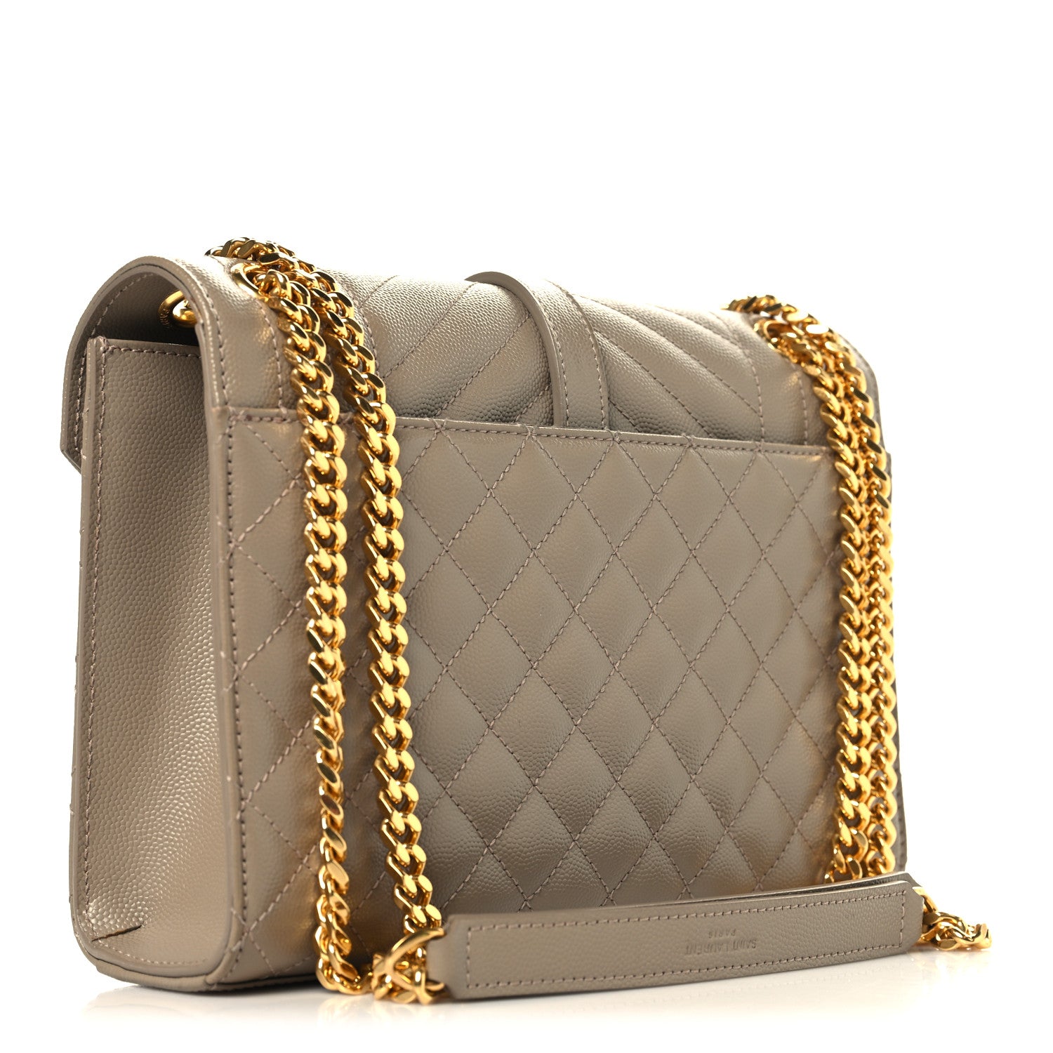 Saint Laurent Grain De Poudre Textured Mixed Matelasse Medium Triquilt Monogram Satchel Dusty Grey 3 of 10