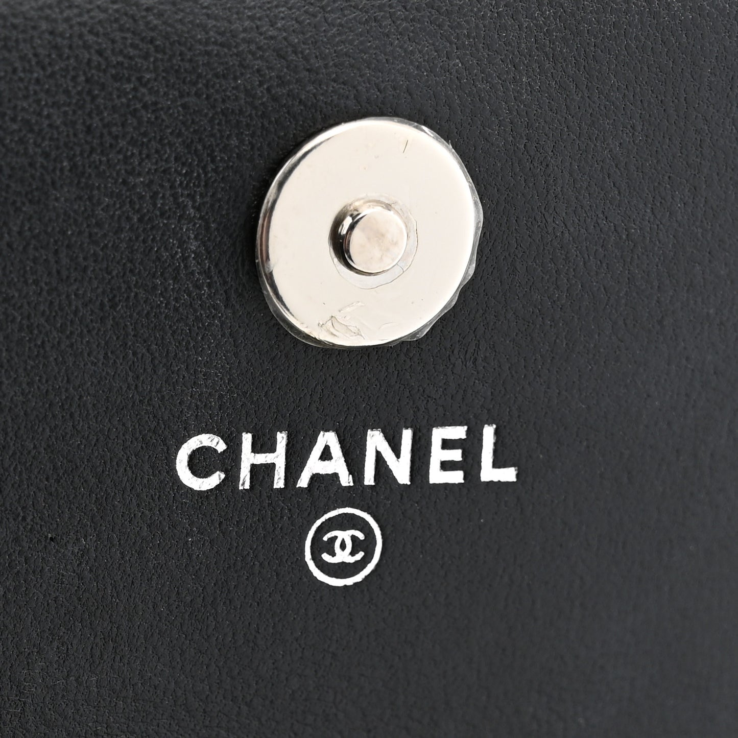 Lambskin Chevron Quilted Studded Wallet On Chain WOC Black