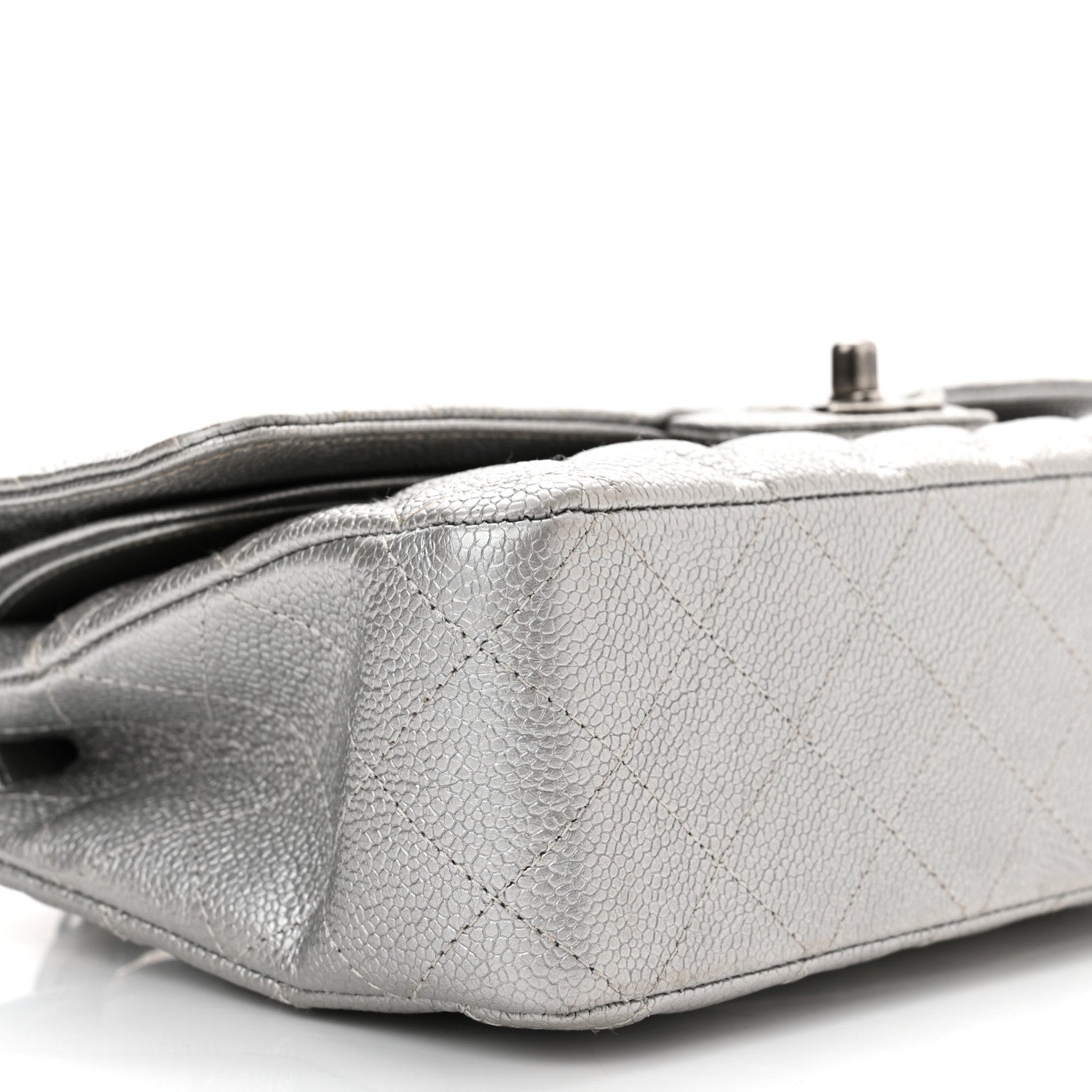 Chanel Metallic Caviar Quilted Medium Double Flap Silver 9 of 10
