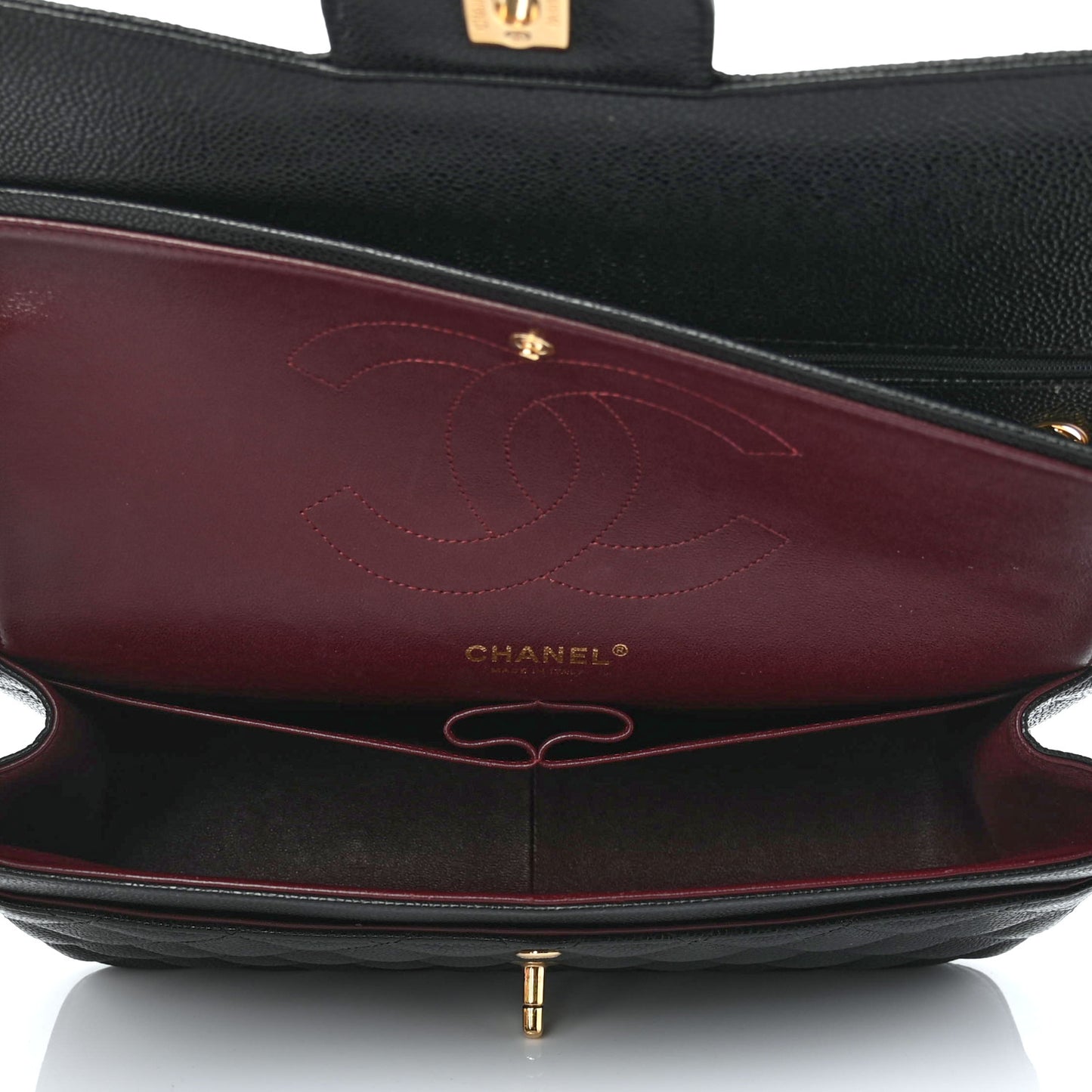 Caviar Quilted Jumbo Double Flap Black