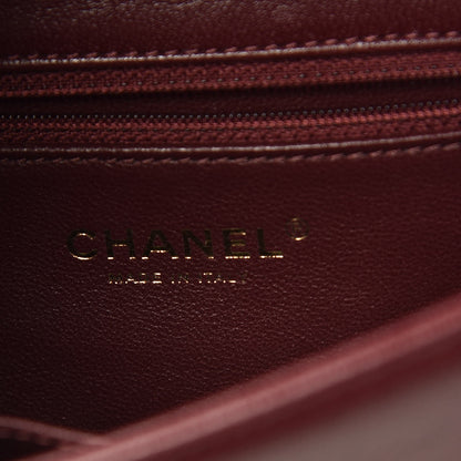 Chanel Shiny Sheepskin Chevron Quilted Mini Collar and Tie Flap Burgundy 6 of 8