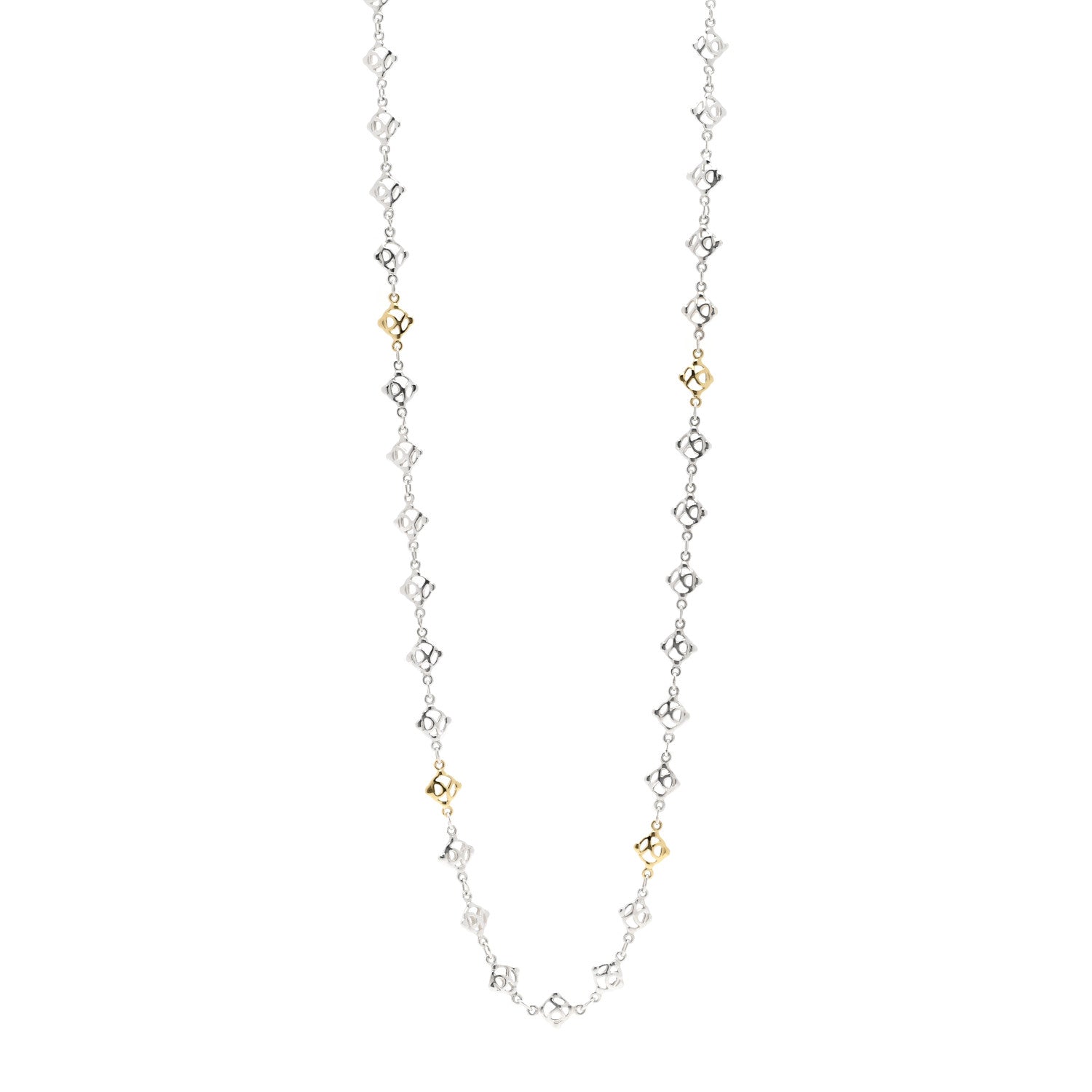 David Yurman Sterling Silver 18K Yellow Gold Logo Chain Necklace 1 of 3