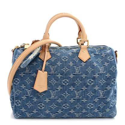Louis Vuitton Monogram Denim Speedy Soft 30 Blue 1 of 10