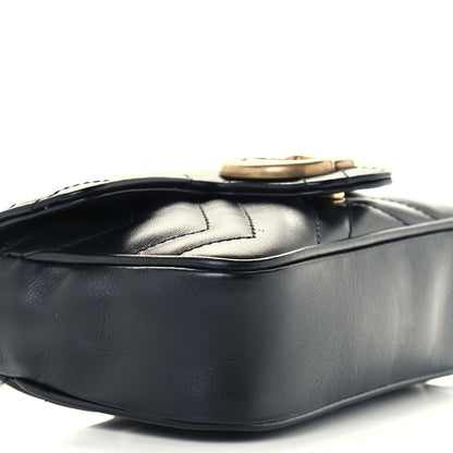Gucci Calfskin Matelasse Super Mini GG Marmont Shoulder Bag Black 9 of 10