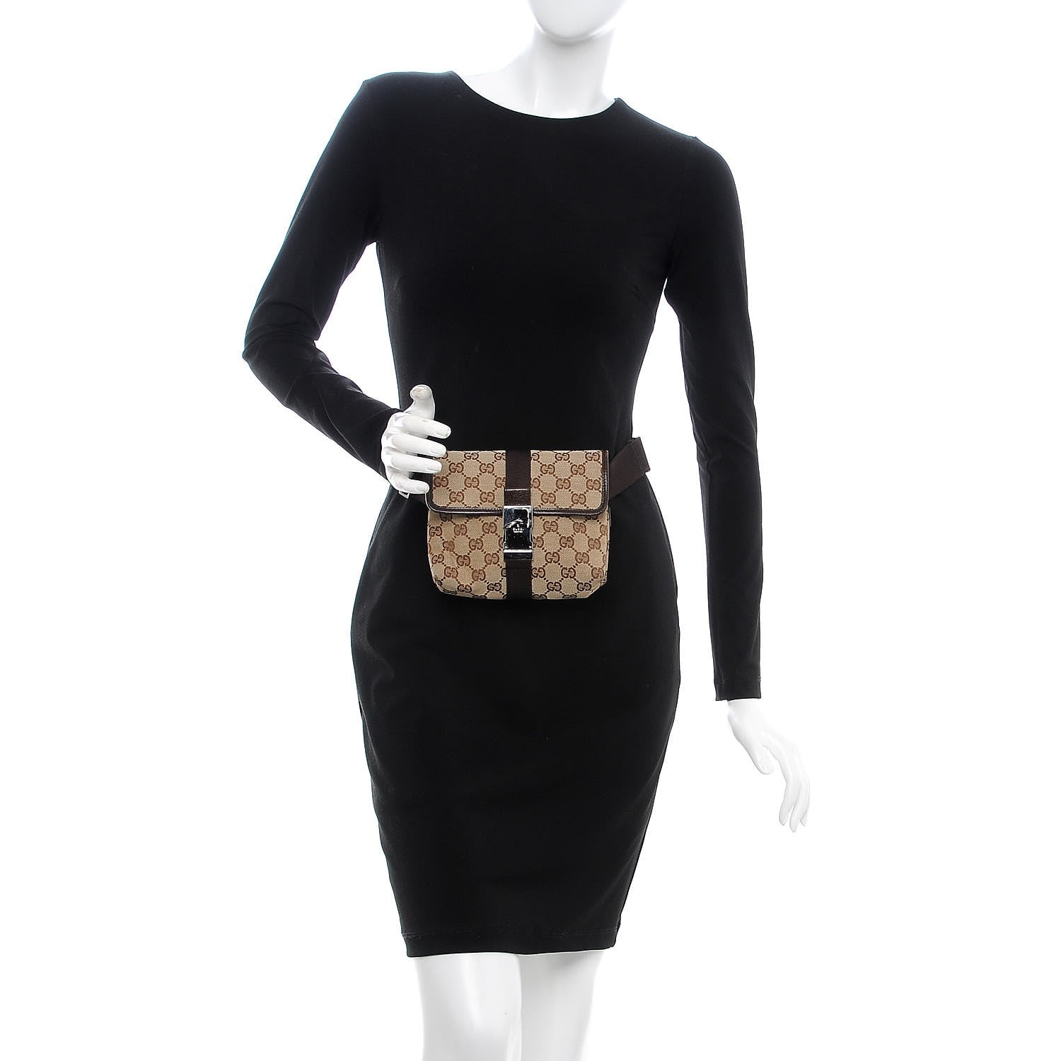 Gucci Monogram Waist Pouch Bag Dark Brown 2 of 7