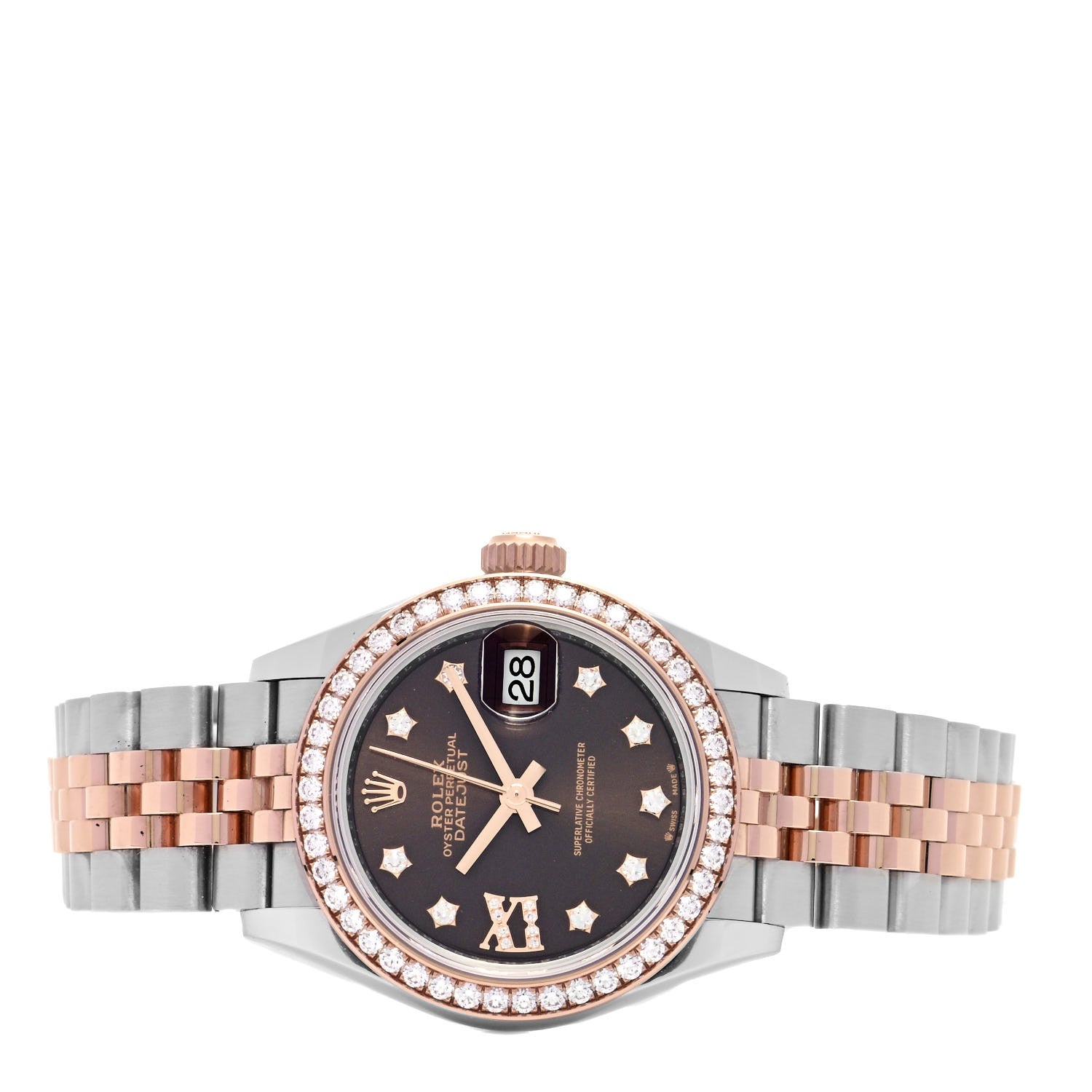 Rolex Stainless Steel 18K Everose Gold Diamond 28mm Oyster Perpetual Datejust Watch Chocolate 279381RBR 2 of 5
