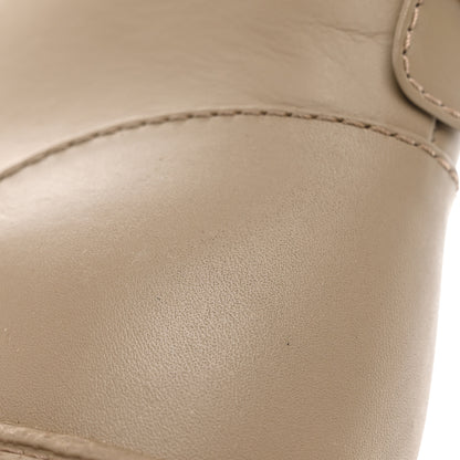 Chanel Calfskin CC Turnlock Lace Up Boots 38.5 Beige 16 of 16