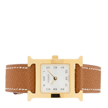 Hermes Stainless Steel Epsom 21mm Heure H Hour Quartz Watch Gold 2 of 5