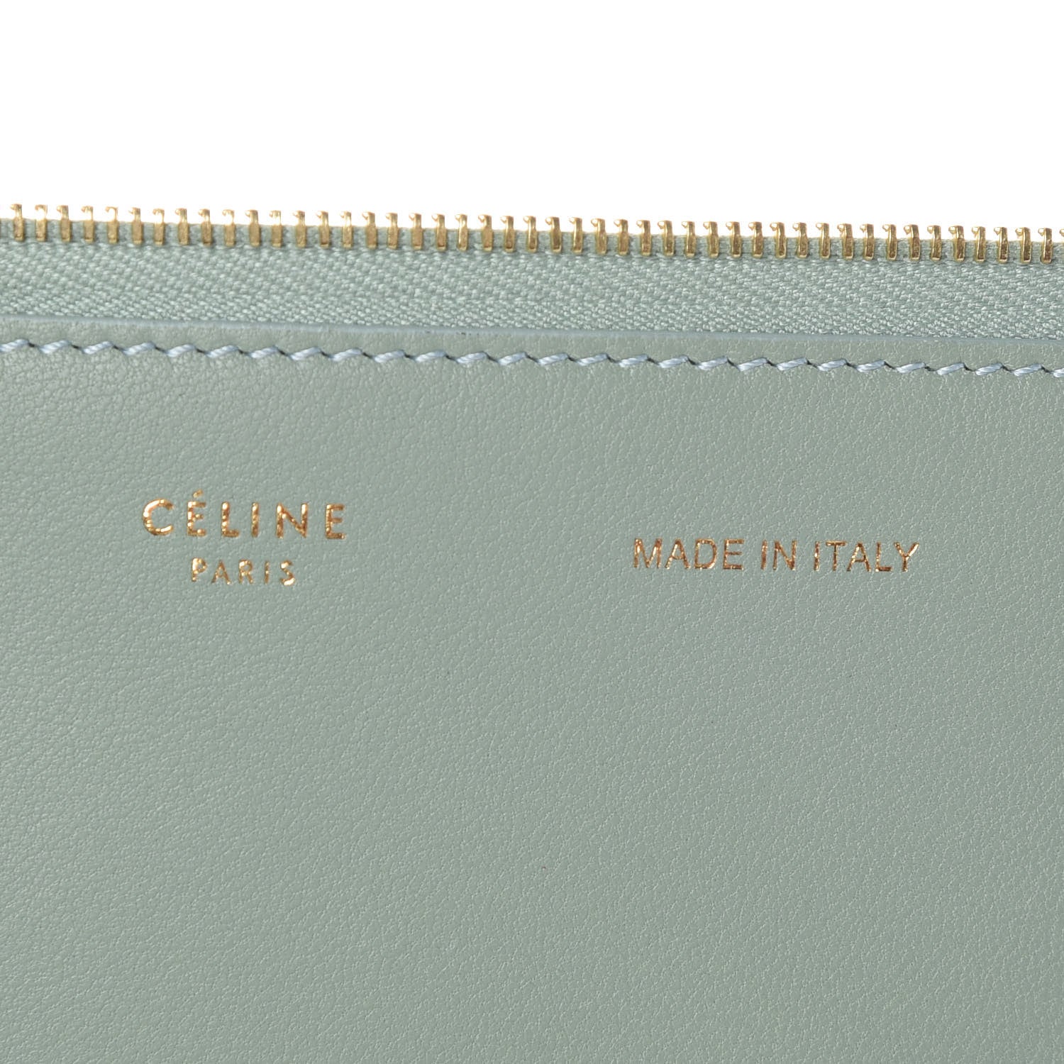 Celine Plastic Bag with Cloudy Lambskin Solo Zip Pouch Clutch Celadon 12 of 16