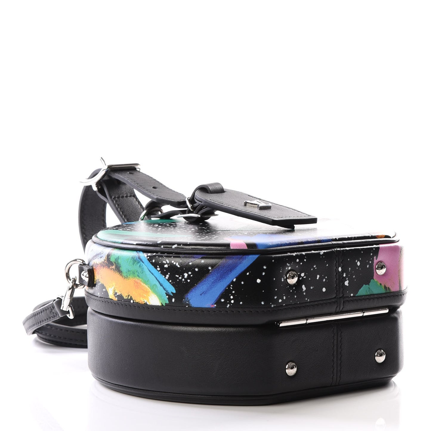 Calfskin Splash Print Petite Boite Chapeau Black