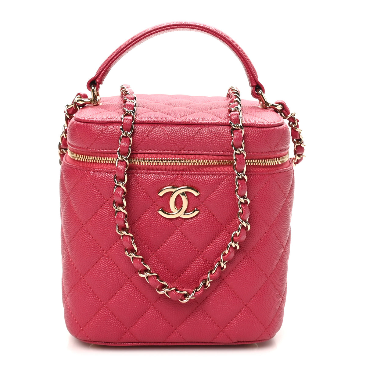 Chanel Caviar Quilted Small Top Handle Vanity Case With Chain Dark Pink 1 of 10