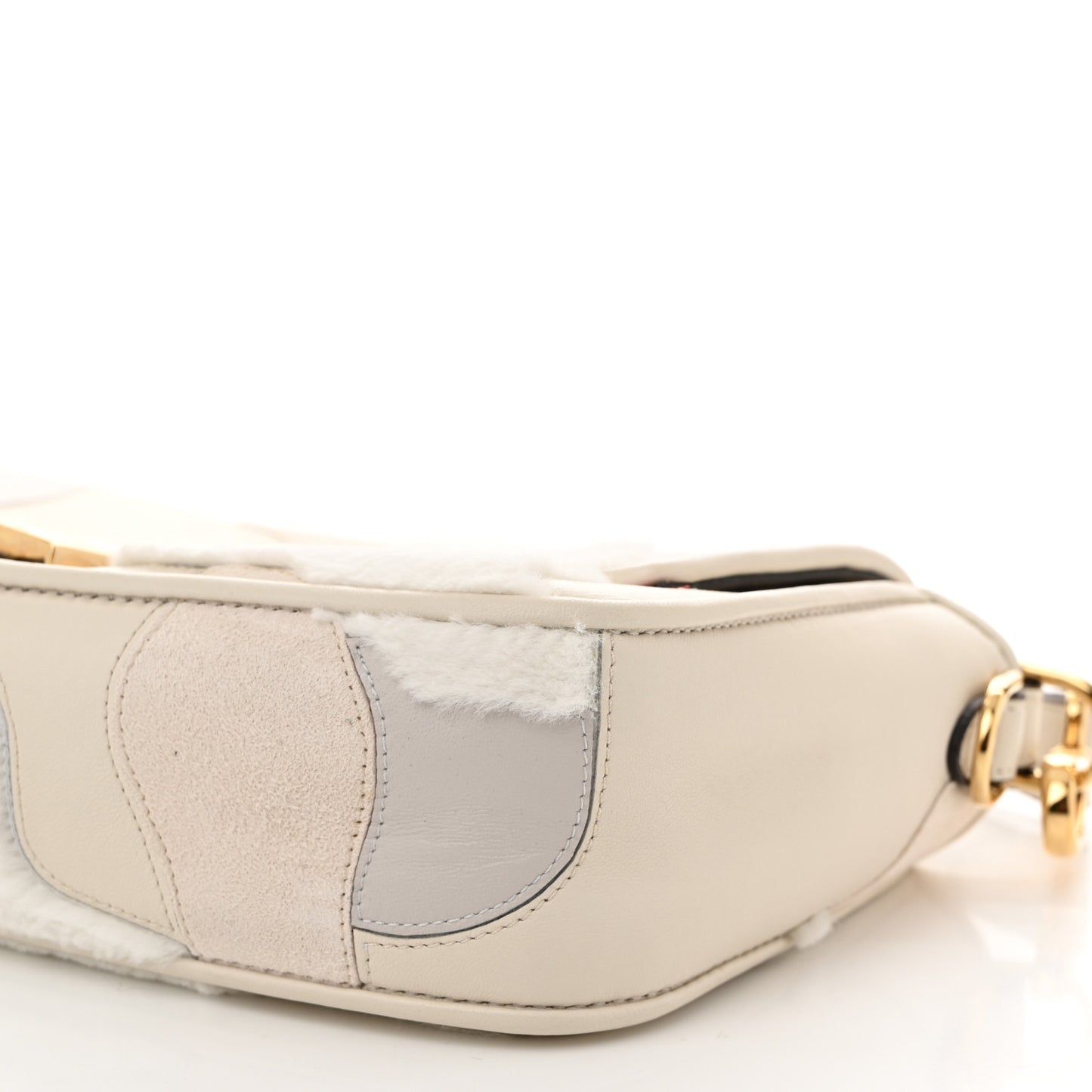 Mink Fur Nappa Faces Baguette Multicolor Bianco Carta