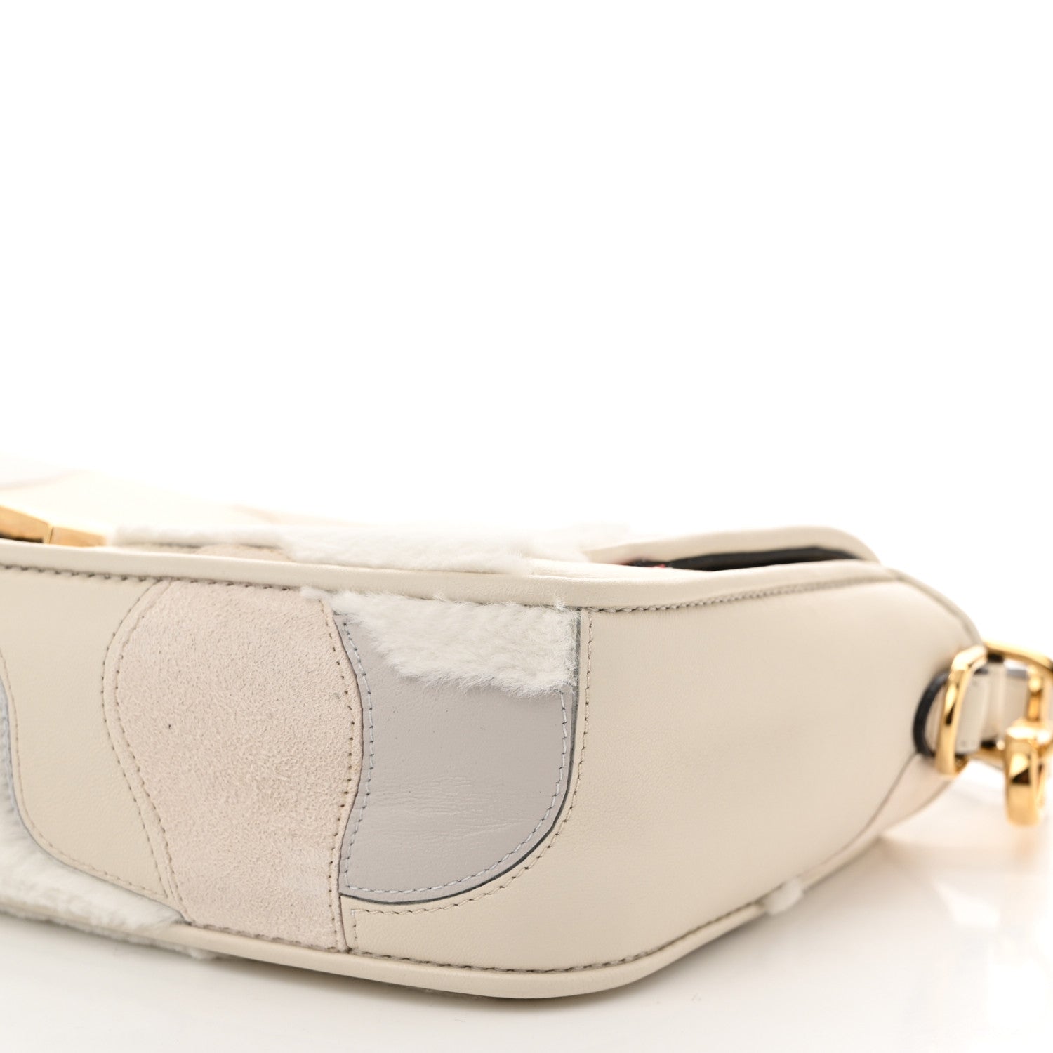 Fendi Mink Fur Nappa Faces Baguette Multicolor Bianco Carta 10 of 10