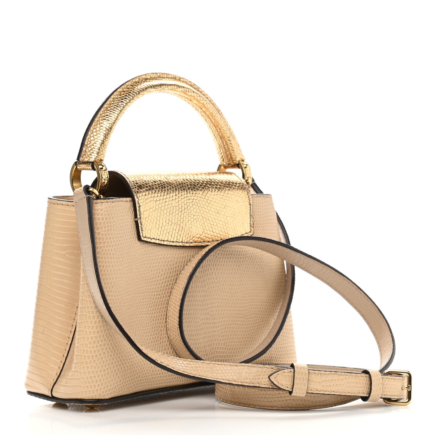 Lizard Capucines Mini Golden Beige