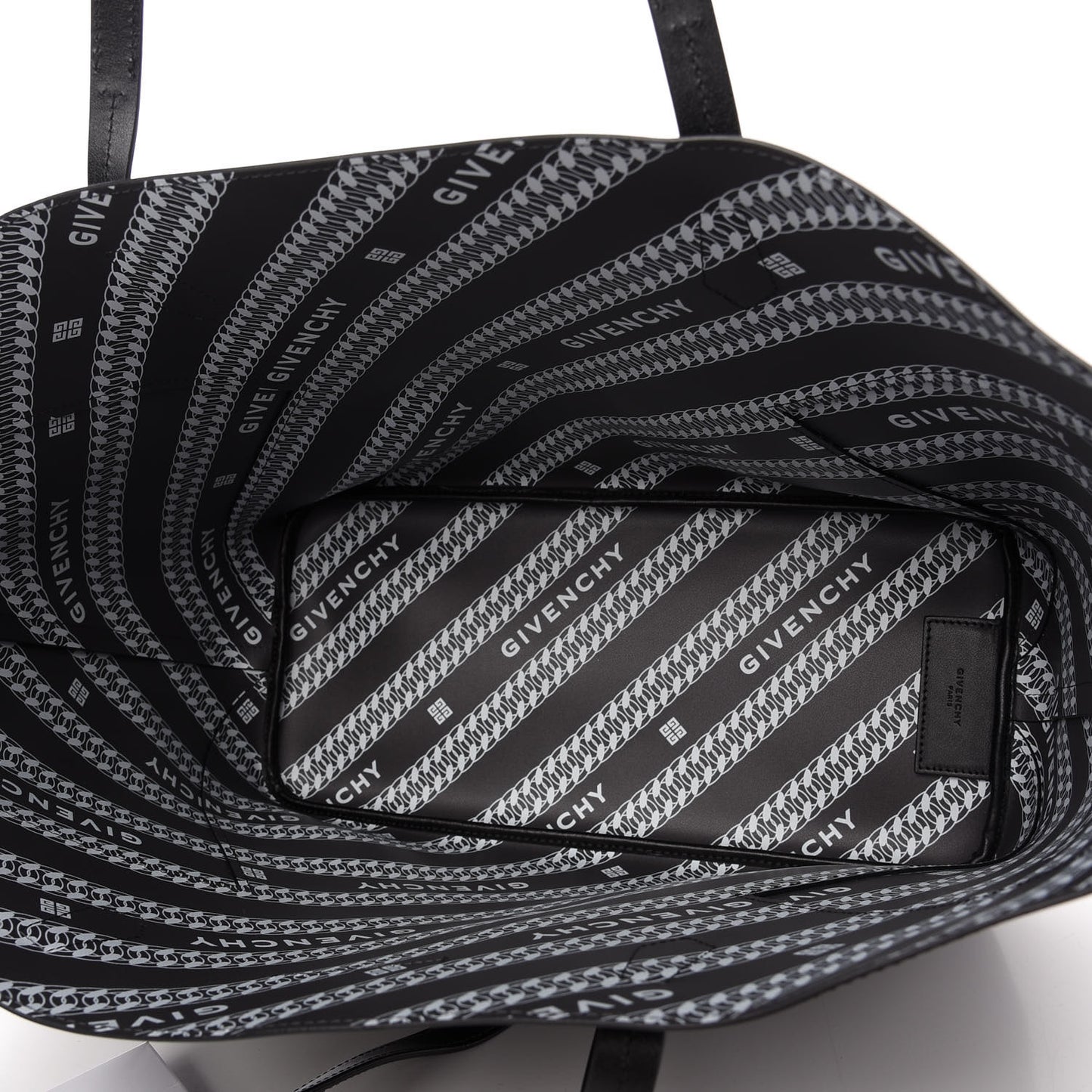 Smooth Calfskin Wing Shopper Tote Black White