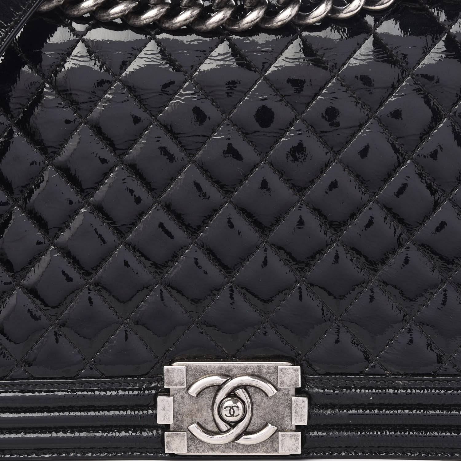 Chanel Distressed Patent Quilted New Medium Boy Flap Black 9 of 9